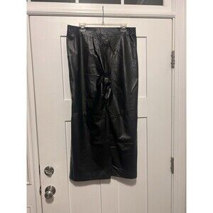 Karen Kane Womens Black Faux Leather High Rise Wide Leg Pants XL BHFO 3587